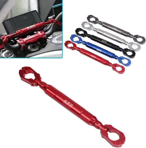 Miniatura 9 de 0.866 in aleación de aluminio Bold grueso motocicleta Accesorios Balance Bar ajustable fuerza palancas manillar travesaño teléfono titular (negro)