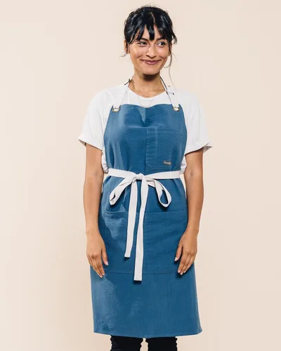 Miniatura 2 de Caldo Delantal de cocina de lino para cocinar, delantal de lino para hombres y mujeres, para chef profesional, servidor o barista, ajustable