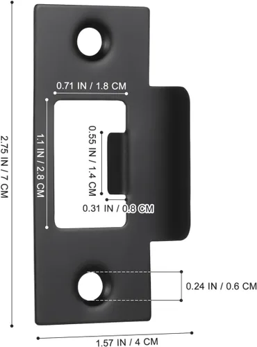 Miniatura 3 de 4 piezas de placa de bloqueo de puerta negra de 2-3/4 pulgadas, placas de cierre de puerta de repuesto, cubiertas de placas de bloqueo de puerta