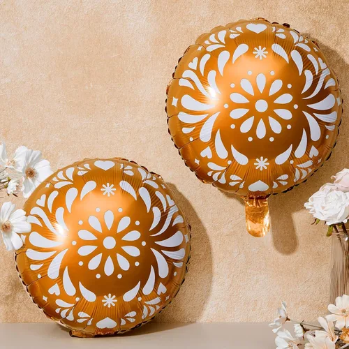 Miniatura 3 de Soaoo Juego de 6 globos de fiesta Cielito Lindo de 18 pulgadas, decoración de globos temáticos de Talavera mexicana para bodas, cumpleaños, baby
