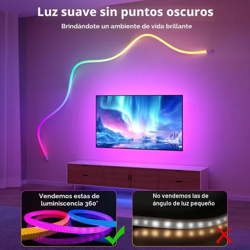 Miniatura 4 de Tyute Tira de luces LED en forma de cuerda, tira de luces LED de neón de 9.84 pies con luminosidad de 360 grados, 5V USB, flexible, impermeable