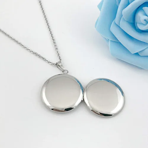 Miniatura 5 de Collar redondo con medallón que sostiene imágenes de forma de corazón medallones en forma de círculo regalo para joyas de niña Esmalte