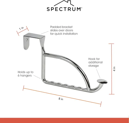 Miniatura 6 de Spectrum Diversified Soporte para colgar y gancho, extensor sobre la puerta del armario, dormitorio y lavandería, tendedero para colgar ropa, 1
