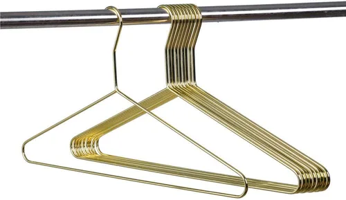 Hermosas perchas de metal de aluminio dorado para colgar abrigos resistentes (tamaño adulto)