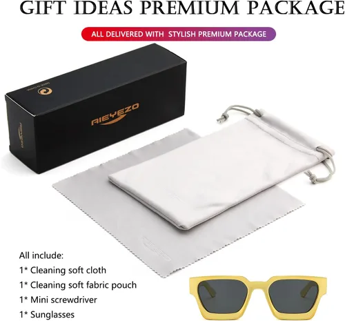 Miniatura 126 de AIEYEZO Gafas de sol cuadradas para mujeres y hombres, gafas de sol cuadradas con montura gruesa, estilo de diseñador simple