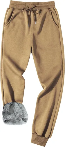 GXAMOY Pantalones de forro polar de invierno para hombre, pantalones deportivos con forro de sherpa, pantalones deportivos gruesos y cálidos