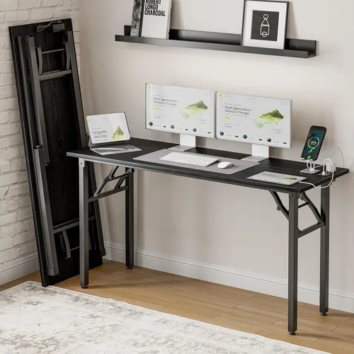 Miniatura 33 de Frylr Pequeño escritorio plegable para computadora, mesa portátil de 35.8 pulgadas para manualidades y estudio, escritorio ligero para espacios