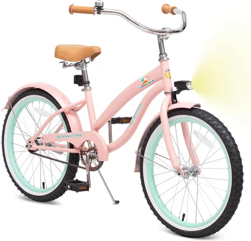 Miniatura 10 de ACEGER Bicicleta crucero de playa para niñas de 5 a 13 años, 16" 18" 20" 24" bicicleta de una sola velocidad para niños incluye freno contrapedal
