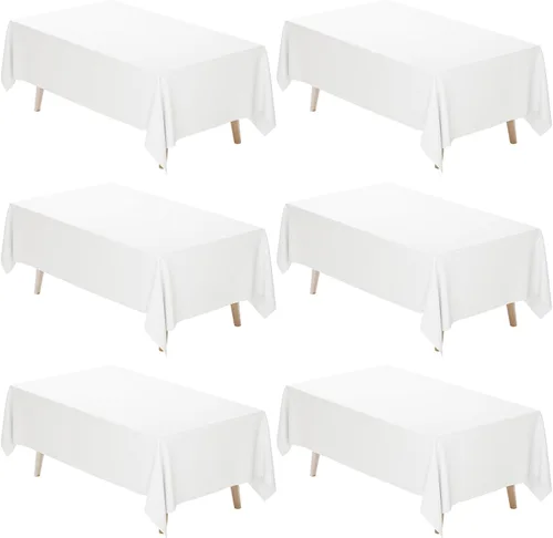 Miniatura 12 de Fixwal Paquete de 2 manteles rectangulares negros de 60 x 102 pulgadas, reutilizables, resistentes, lavables, para mesas de 6 pies, bodas, fiestas