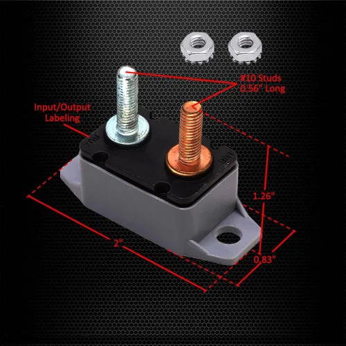 Miniatura 5 de Ampper Disyuntor de reinicio automático de 12 V a 24 V CC con perno de cubierta para automóviles y más (50 A, 2 piezas)