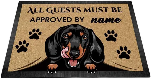 Miniatura 19 de Tapete personalizado con nombre de perro que mira al perro Cocker Spaniel, todos los invitados deben ser aprobados por alfombras para decoración