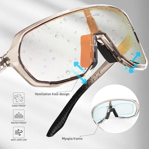 Miniatura 4 de KAPVOE Gafas de ciclismo fotocromáticas para hombres y mujeres, gafas de sol de bicicleta de montaña, gafas deportivas con protección UV Rojo Marrón