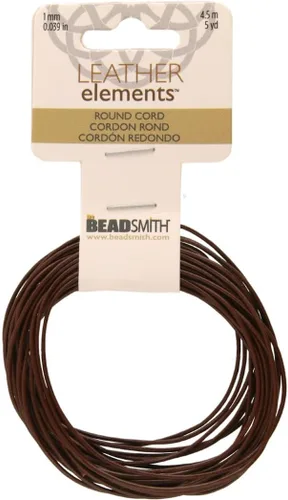 Miniatura 20 de The Beadsmith Cordón de cuero – Negro – Bobina de 0.039 in – 5 yardas/14.8 ft – Tanga de cuero indio ideal para trenzar, cuentas, collares, cordones