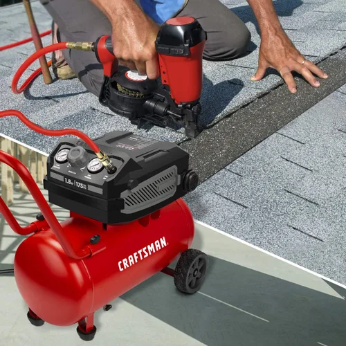 Miniatura 2 de Craftsman Compresor de aire, 10 galones 1.8 HP Max 175 PSI Presión, potente y portátil Compresor sin aceite, sin mantenimiento, para el hogar
