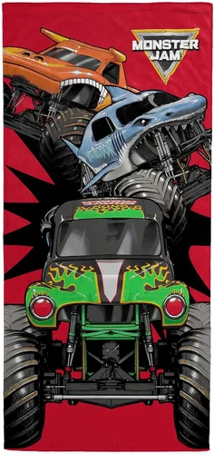 Jay Franco Toallas de algodón para piscina y playa, súper suaves y absorbentes, resistentes a la decoloración, medidas 28 x 58 pulgadas, Monster Jam