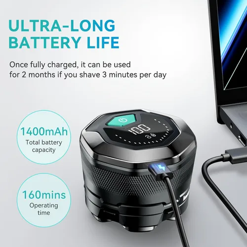 Miniatura 3 de kensen Afeitadora de cabeza, afeitadora de cabeza 6D para hombres calvos, maquinilla de afeitar eléctrica IPX6 impermeable para hombres calvos