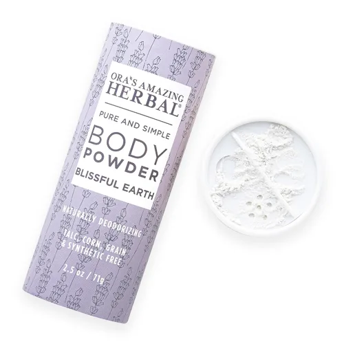 Ora's Amazing Herbal Polvo Corporal Sin Talco para Mujeres, Polvo de Talco Sin Almidón de Maíz, Aroma Relajante de Conexión a Tierra, Aceites