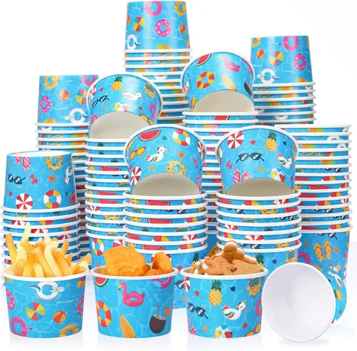 Didaey Paquete de 150 tazas de helado de 8 onzas para alimentos fríos y calientes, suministros desechables para fiestas en la piscina para
