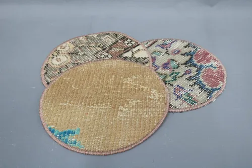 Miniatura 2 de Accesorio de comedor, Rug Supla, Kilim Supla, mantel individual beige, alfombra Supla de 10 x 10 pulgadas, mantel individual étnico, placa inferior