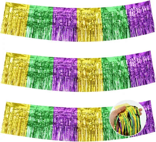 Miniatura 29 de BEISHIDA 3 Paquetes de Guirnalda de Flecos de Lámina Metálica Arcoíris Oscuro para Colgar en la Pared, Banderas de Oropiel para Halloween, Flotas