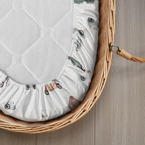 Miniatura 8 de Gllquen Baby Sábanas para Moisés Paquete de 4, Sábana Ajustable Transpirable y Acogedora para Colchón, Cuna de Viaje Elástica con Patrón de Moda
