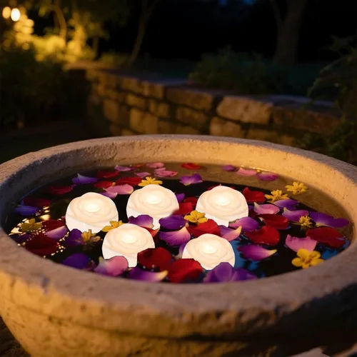 Miniatura 4 de Aignis 6 piezas de velas LED flotantes sin llama, velas de té de rosa blanca de plástico operadas por batería, más de 120 horas de tiempo de brillo