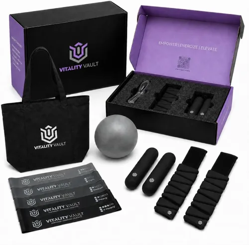 Miniatura 8 de Pilates Pro Power Pack – Esenciales de entrenamiento – Pesas de mano de 2.2 libras, pesas de tobillo/muñeca de 2.2 libras, bandas de resistencia