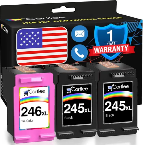 Cartlee Cartuchos de tinta compatibles de repuesto para Canon Ink 245 y 246 PG-245xl CL-246xl para iP2820 MG2420 MG2920 MG2922 MG2520 MG2924 MX492