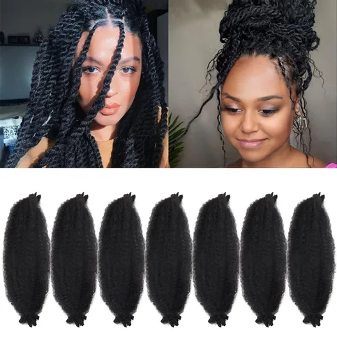 Miniatura 63 de 3 paquetes de cabello trenzado Marley Twist de 8 pulgadas, cabello afro twist elástico preseparado para rastas suaves de imitación, cabello