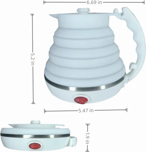 Miniatura 6 de Hervidor eléctrico de viaje, hervidor de té portátil pequeño, hervidor eléctrico plegable de silicona de grado alimenticio, apagado automático
