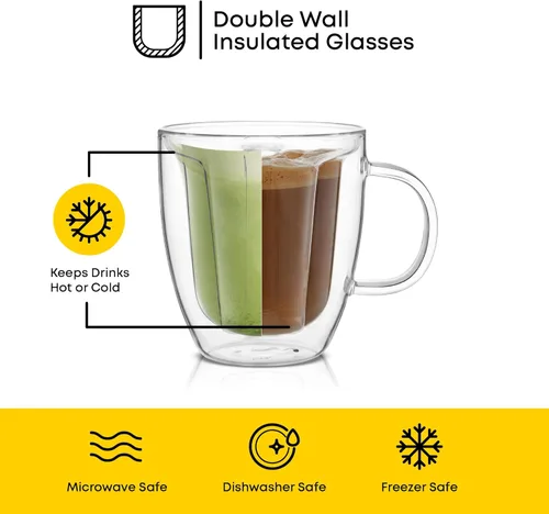 Miniatura 4 de JoyJolt Disney - Juego de 2 tazas de vidrio 3D de Mickey Mouse, tazas de café de vidrio de doble pared aisladas de 10 onzas con diseño 3D, juego
