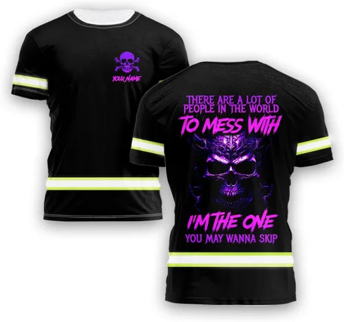 Miniatura 9 de Maddly Polo de alta visibilidad con diseño de calavera y bandera de Estados Unidos, ropa de trabajo patriótica con nombre personalizado para Camisa