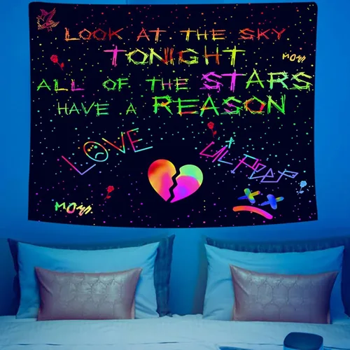 Miniatura 3 de PSYHILAR Blacklight Lil Peep Tapestry, Pósteres de Luz Negra para Dormitorio, Bandera UV Star Shopping Rapper (40 x 30 Pulgadas)