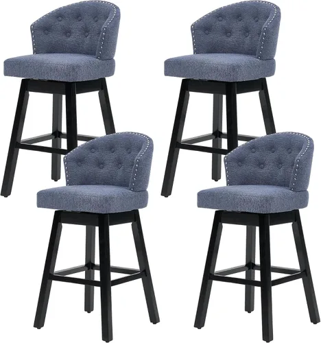 Miniatura 22 de Juego de 2 taburetes de bar giratorios de 29 pulgadas, taburetes de bar tapizados con respaldo, sillas modernas de altura de mostrador para isla
