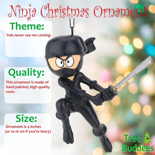 Miniatura 2 de Tree Buddees Karate Ninja con espada adornos navideños