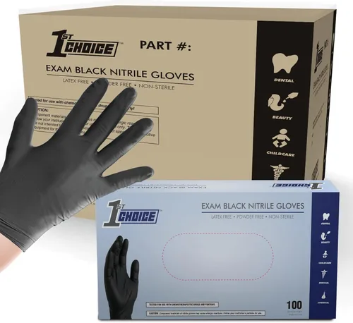 Miniatura 9 de 1st Choice Guantes de Nitrilo Negros Desechables Sin Látex - Guantes Negros de Grado de Examen para Cocina, Médico, Dental, Limpieza - 4 mil