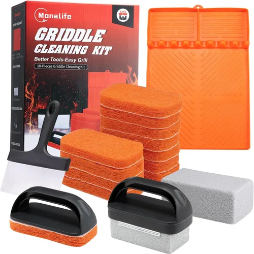 Miniatura 8 de Kit de limpieza de plancha de 12 piezas para Blackstone, juego de cepillos de parrilla de alta resistencia con raspador y piedra, accesorios