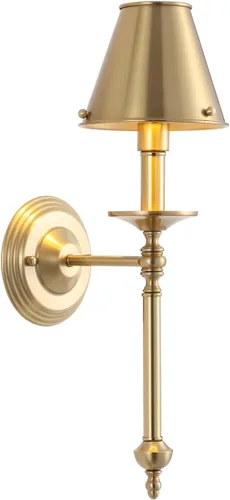 Miniatura 11 de Moderno aplique de pared industrial de mediados de siglo, lámpara de pared de tocador de baño con marco de latón cepillado y pantalla de lino negro