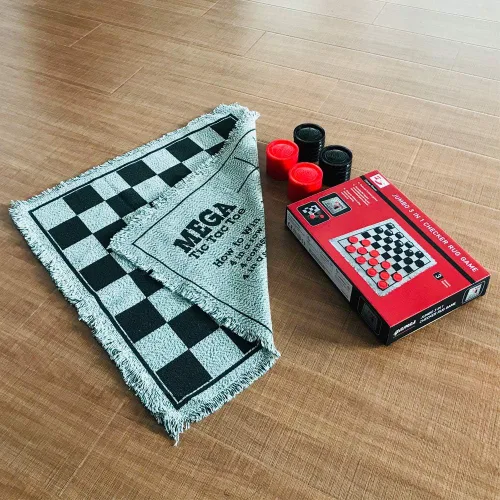 Miniatura 7 de YH Poker Juego de damas gigantes 3 en 1 y juego de Tic Tac Toe con alfombra reversible, juego de mesa para interiores y exteriores para la familia