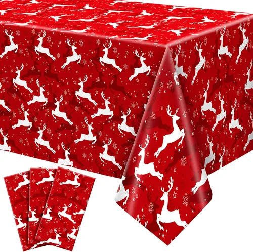 Miniatura 16 de Newwiee Paquete de 3 manteles de Acción de Gracias de 108 x 54 pulgadas, manteles de plástico desechables de otoño, mantel rectangular impermeable