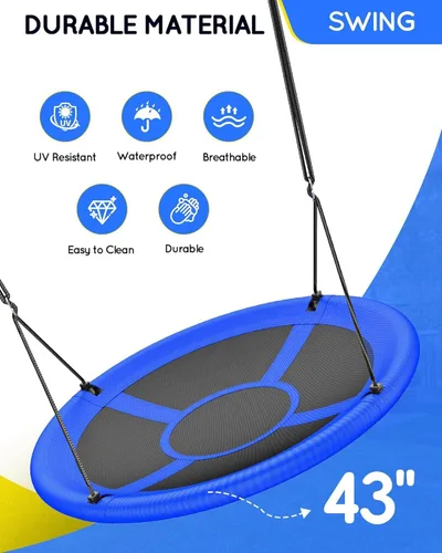 Miniatura 2 de Everyfun Columpio de Árbol Tipo Platillo Volador de 43" para Niños y Adultos, Capacidad de Peso de 700 libras, Columpio Platillo Volador Impermeable