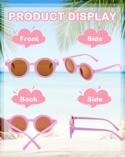 Miniatura 3 de Flutesan 24 pares de lentes de sol redondos para niños, lindos lentes de sol circulares retro para niños y niñas, niños pequeños al aire libre UV