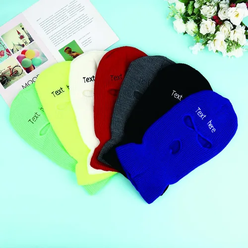 Miniatura 4 de Sinseike Máscara tejida de invierno bordada personalizada,Pasamontañas de punto cálido personalizado