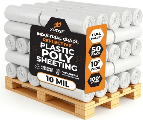 Miniatura 32 de Xpose Safety Lámina de plástico transparente – Rollo de 20' x 100' – Lámina de polietileno resistente de 4 mil – Impermeable, a prueba de polvo