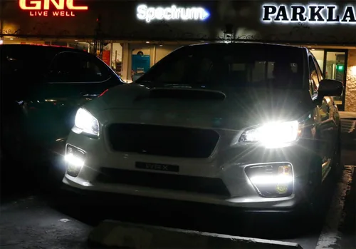 Miniatura 3 de iJDMTOY - Luces LED de circulación diurna JDM con acabado en negro piano, Carcasas de faros antiniebla LED DRL para Subaru, Blanco xenón