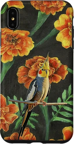 Miniatura 7 de iPhone 14 Pro Cockatiel Orange Yellow Marigolds Vintage Flower Pattern Case
