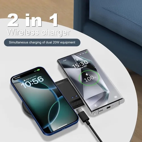 Miniatura 4 de Almohadilla de carga inalámbrica de 40W, almohadilla de carga rápida inalámbrica dual de 20W para Samsung Galaxy S25, S24, S23/Note 20/10/Buds