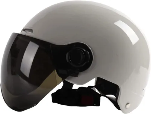 Miniatura 8 de Casco vintage para motocicleta para adultos, con visera solar, diseño retro con orejas de gato, casco de ciclomotor ligero abierto para hombres