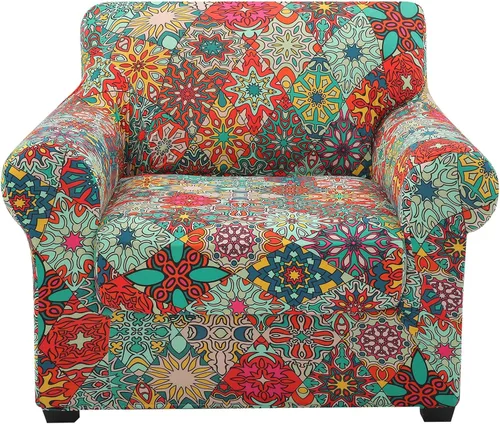 hyha Fundas de sofá, fundas para silla/sofá, estampado floral, elásticas, estampadas, 2 piezas, funda para cojín separado de sofá, protector de Rojo