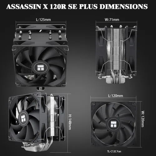 Miniatura 6 de Thermalright Assassin X 120R SE Plus - Enfriador de CPU, tubos de calor de 0.157 x 0.236 in, velocidad de 1550 rpm, ventilador silencioso PWM